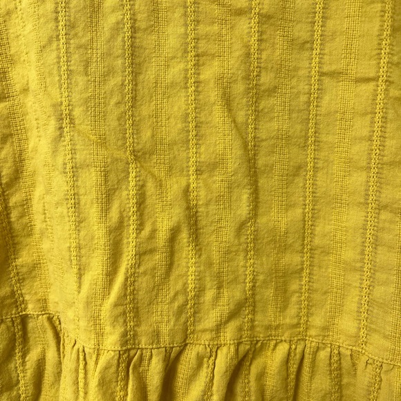 J. Jill Peplum Tiered Babydoll Woven Textured Mustard Yellow Blouse Size S - Picture 3 of 10